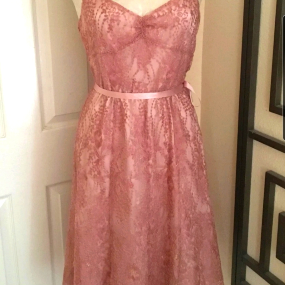 Ann Talyor Pink lace dress size 4P